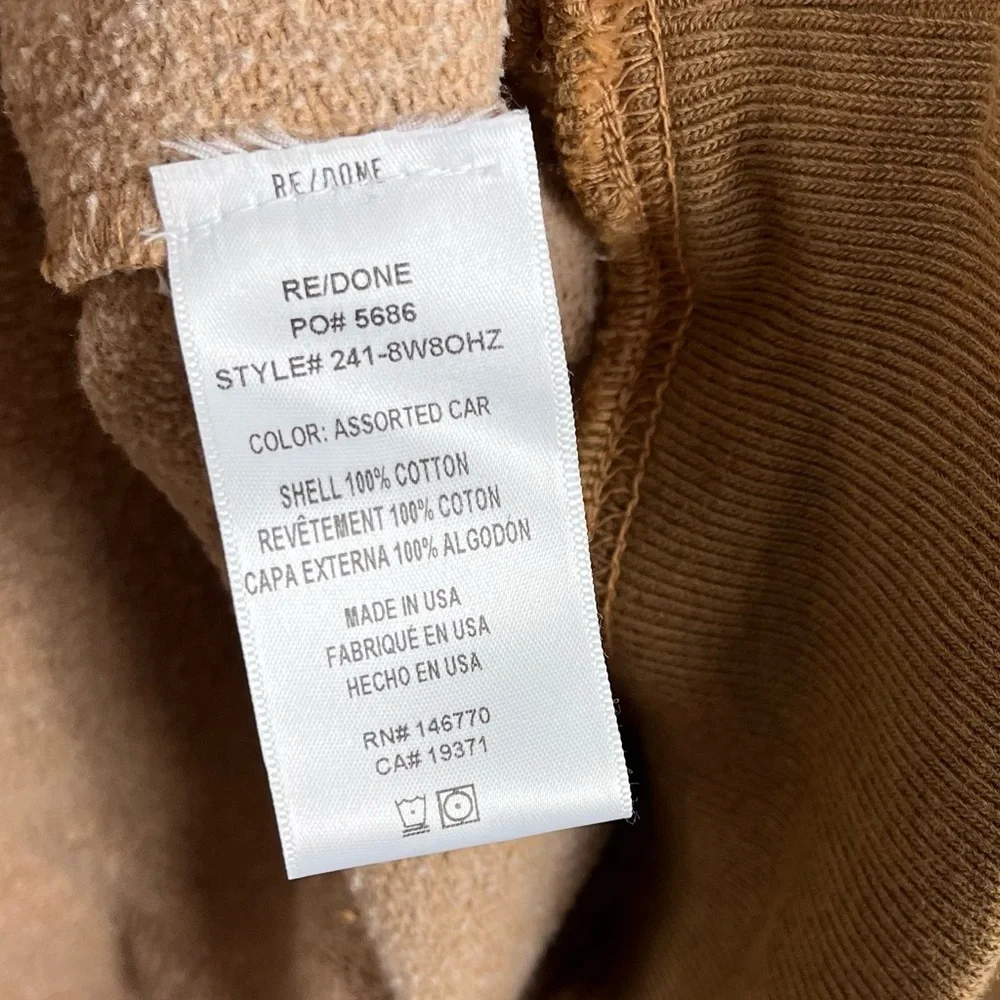Re/Done Marden University 80s Upcycled Oversized Half Zip Sweatshirt Caramel NWT - Picture 5 of 7